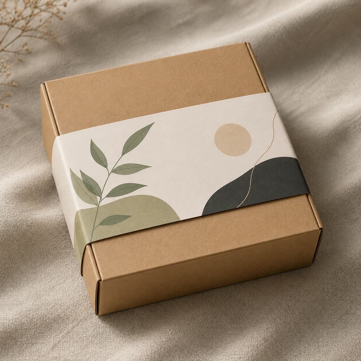 Custom printed belly band wrapped around packaging