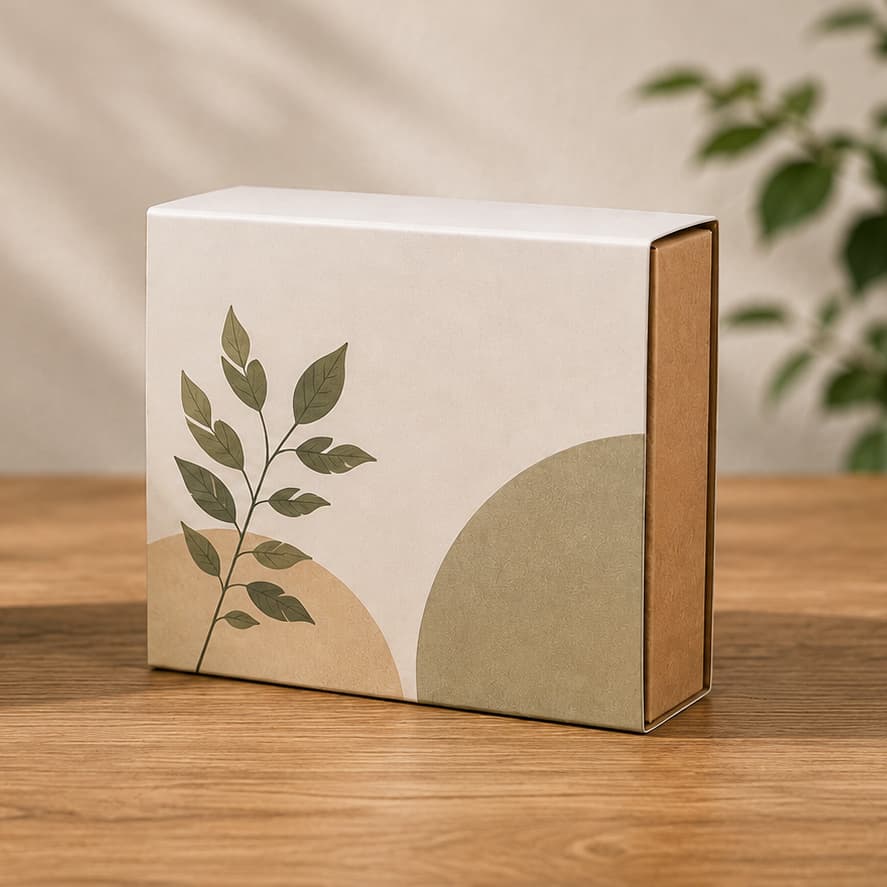 Box sleeve fully covering a recyclable paper package