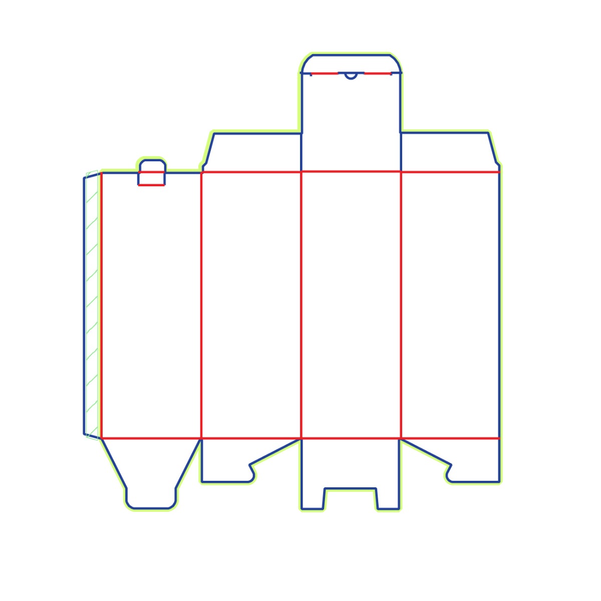 1-2-3 Bottom Tuck End with Tongue Lock Box (Detail)