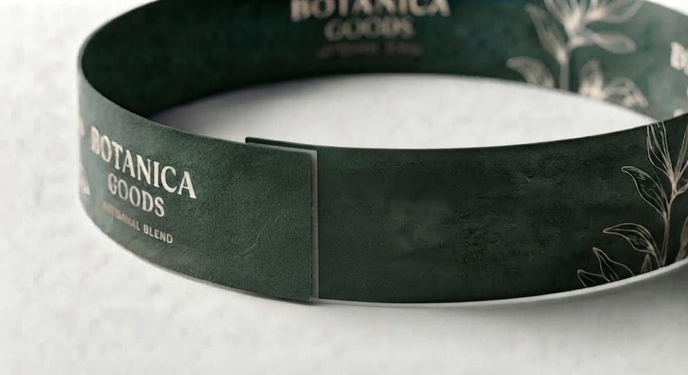 Belly band with adhesive tape after applying