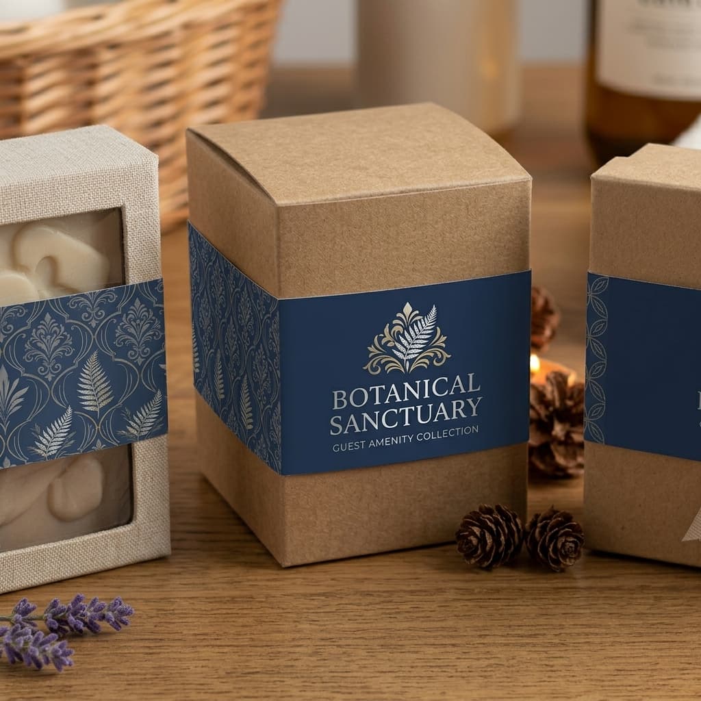 Same custom belly band design used across three different boxes